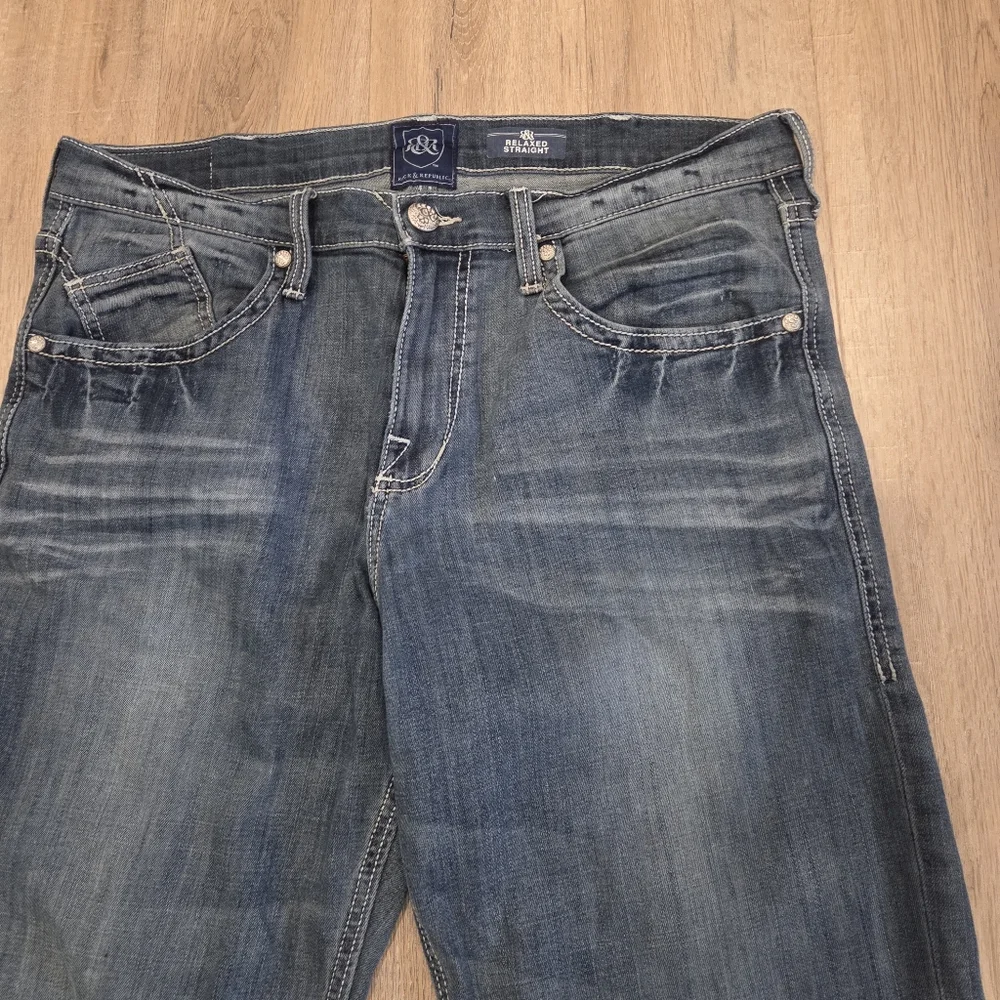 Rock & Republic Relaxed Straight Leg Mid Rise Denim Jeans Men's Size 36x30